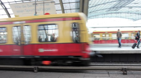 A train pulls into the Berlin Hbf station. Public transportation is quicker and more integrated than it is in the United States.